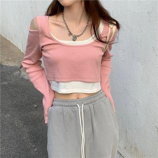 Mock-two Piece Cropped Top