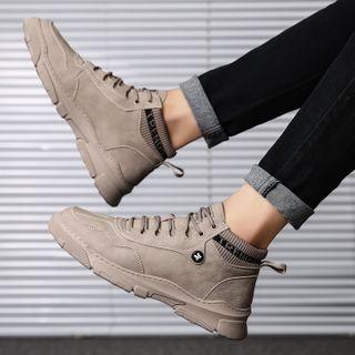 Lace Up Lettering Ankle Boots
