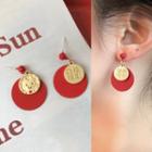 Circle Color Block Chinese New Year Earring Red&gold - 1351a#