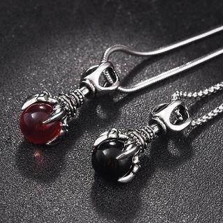 Stainless Steel Claw & Bead Pendant Necklace
