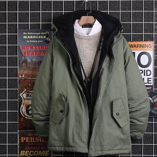 Mock-two-piece Hooded Zip Cargo Jacket
