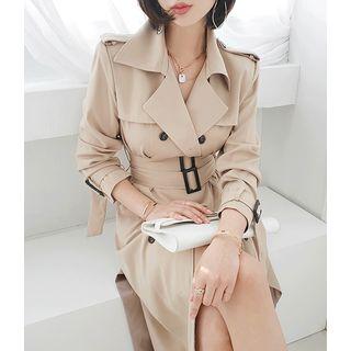 Double-belt Long Trench Coat