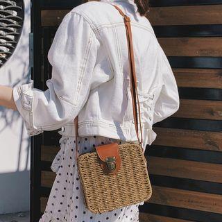 Straw Boxy Crossbody Bag