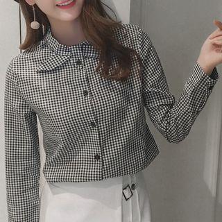 Bow Neck Check Blouse