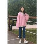 V-neck Oversized Furry Sweater Pink - One Size