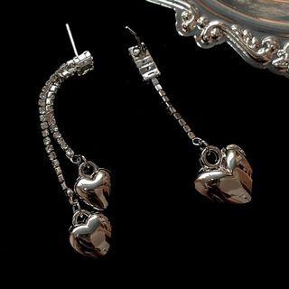 Asymmetrical Heart Drop Earring 1 Pair - Silver - One Size