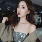 Rhinestone One-piece Fringed Earring