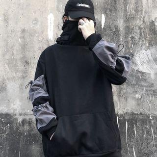 Color Block Front Pocket Drawstring Hoodie