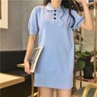Plain Loose-fit Short-sleeve Knit Dress