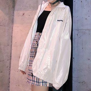 Lettering Zip Jacket Almond - One Size