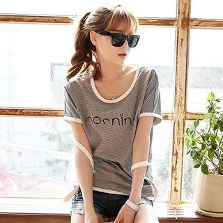 Piped Letter Short-sleeve T-shirt