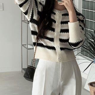 Stripe Pointelle Cardigan