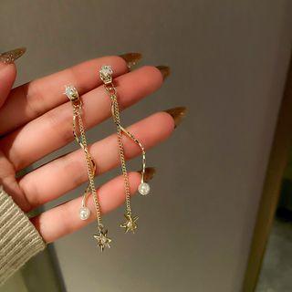 Sterling Silver Cz Fringed Earring