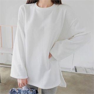 Wide-sleeve Fleece-lined T-shirt