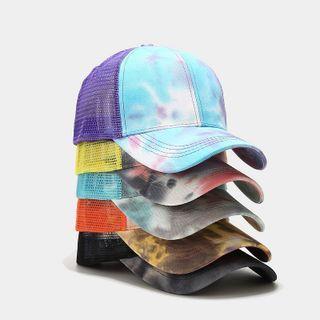 Mesh Panel Tie-dye Print Baseball Cap
