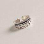 925 Sterling Silver Layered Open Ring Black - One Size