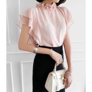 Frilled-neck Chiffon Top