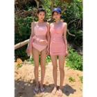 Ruched Halter Swimdress Pink - One Size