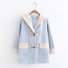 Color Block Hooded Toggle Coat