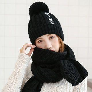 Knit Beanie With Scarf