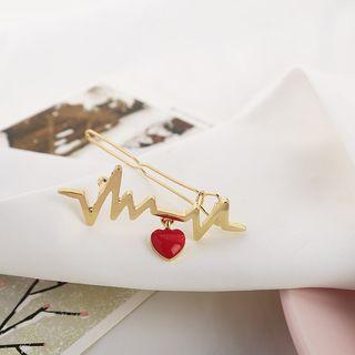 Alloy Heartbeat & Heart Hair Clip As Shown In Figure - One Size