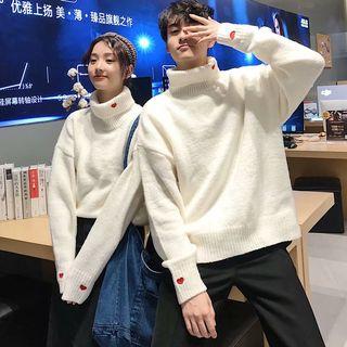 Heart Embroidered Turtleneck   Sweater