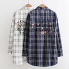 Embroidery Plaid Casual Shirt