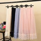A-line Midi Dotted Mesh Skirt