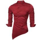 Band Collar Asymmetric Long-sleeve Shirt