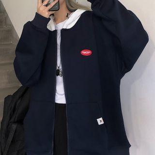 Logo Two-tone Zip-up Hoodie