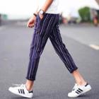 Striped Cropped Slim-fit Pants