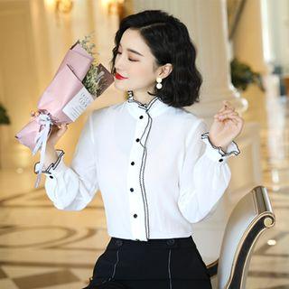 Long-sleeve Contrast-lining Shirt / Dress Pants