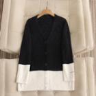 V-neck Two Tone Knit Cardigan