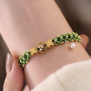 Flower Sterling Silver Woven Bracelet