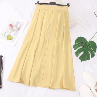 Buttoned Chiffon A-line Midi Skirt