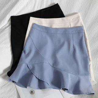 Tiered Frill Trim Mini Fitted Skirt