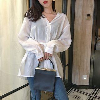 Long-sleeved Blouse With Belt