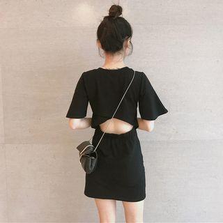 Short-sleeve Cutout Back Mini Dress
