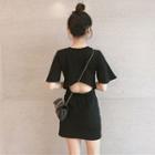 Short-sleeve Cutout Back Mini Dress
