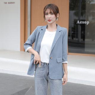 3/4-sleeve Single-button Blazer / T-shirt / Set