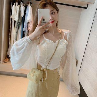 Batwing Open Front Plain Crop Cardigan
