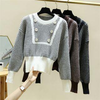 Plaid Button-up Sweater