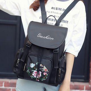 Flower Embroidered Nylon Backpack