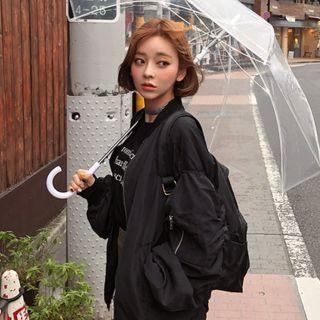 Balloon-sleeve Shirred Flight Jacket