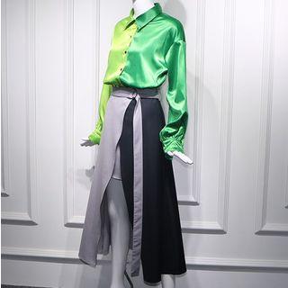 Colored Panel Shirt / Midi Skirt