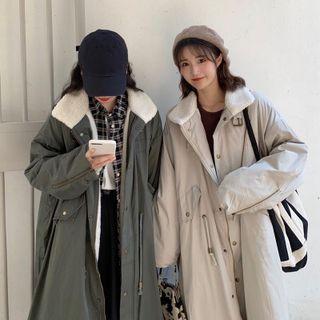 Fleece Collar Midi Coat