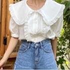 Ruffled Peter Pan Blouse White - One Size