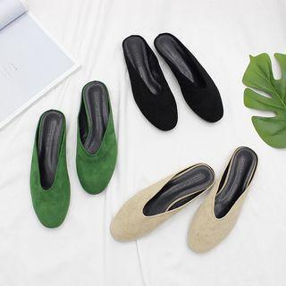 Round-toe Velvet Flat Mules