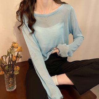 Crewneck Plain Knit Oversize Top