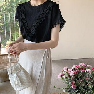 Cap-sleeve Tassel-detail Top